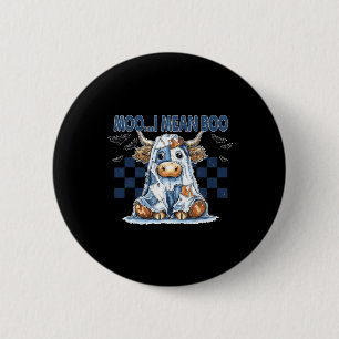 Moo I Mean Boo Spooky Cow Halloween Patchwork Spoo 6 Cm Round Badge