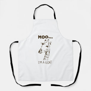 Moo I'm A Goat Funny Graphic Giraffe Vintage Apron