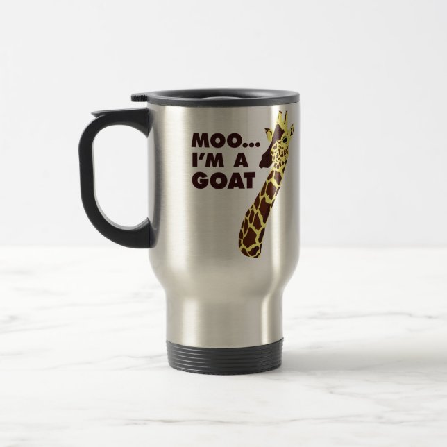 Moo... I'm A Goat - Giraffe Travel Mug (Left)