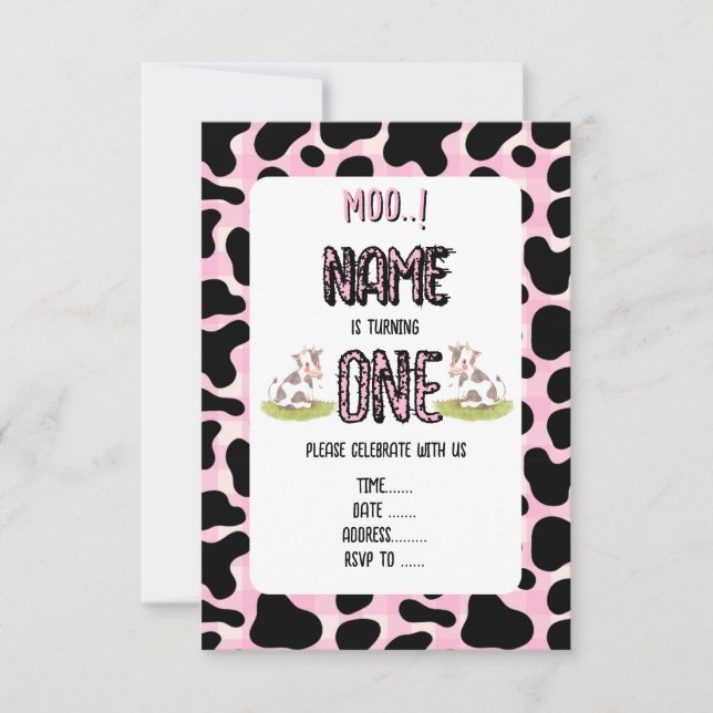 Moo I'm turning one Invitation (Front)