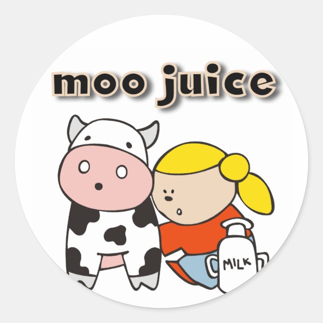 Moo Juice Tshirts and Gifts Classic Round Sticker (Front)