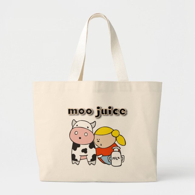 Moo Juice Tshirts and Gifts Large Tote Bag (Front)