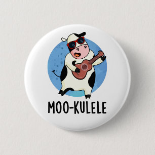 Moo-kulele Funny Ukulele Cow Pun  6 Cm Round Badge