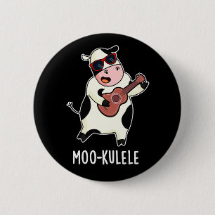 Moo-kulele Funny Ukulele Cow Pun Dark BG 6 Cm Round Badge