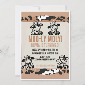 Moo-ly Moly Funny Dairy Cow Calf Invitation