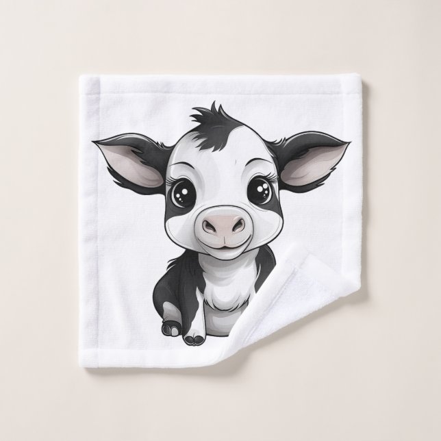 "Moo-Ments of Cleanliness" Towel Set - Farm-Fresh  (Wash Cloth)