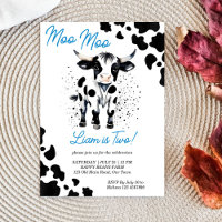 Moo moo cow black and blue cute cow birthday party