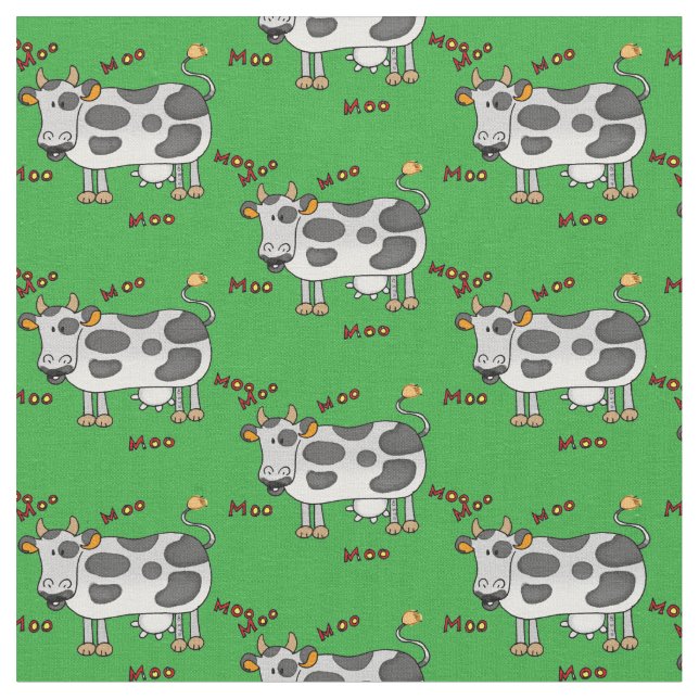 moo moo farm cow pattern fabric (Close Up)