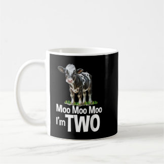 Moo Moo Im Two 2nd Birthday Funny Cute Cow Sounds Coffee Mug