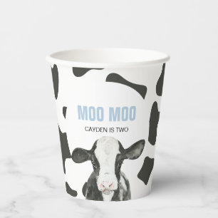 MOO MOO I'm Two Cow Print 2nd birthday Paper Cups