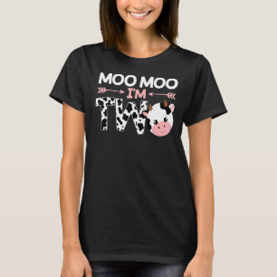 Moo Moo I'm Two Cute Butcher Milk Cows Farm Farmer T-Shirt