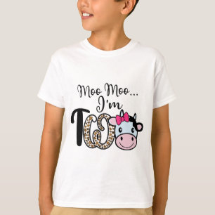 Moo Moo I'm Two Cute Cow 2nd Birthday 2 Years Bday T-Shirt