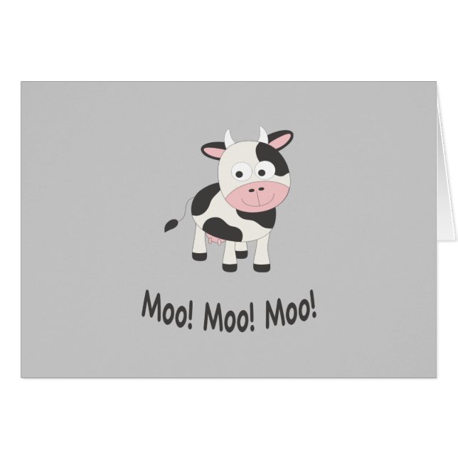 Moo Moo Moo Cute Cartoon Cow (Front Horizontal)