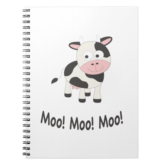 Moo Moo Moo Cute Cartoon Cow Spiral Notebook (Front)