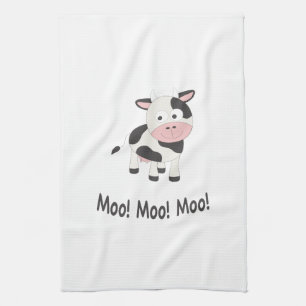 Moo Moo Moo Cute Cartoon Cow Tea Towel