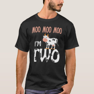 Moo Moo Moo I'm Two 2nd Second Birthday  Cow T-Shirt