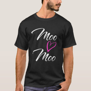 Moo Moo with Pink Heart Fun Aunt Grandma Mum Gift T-Shirt