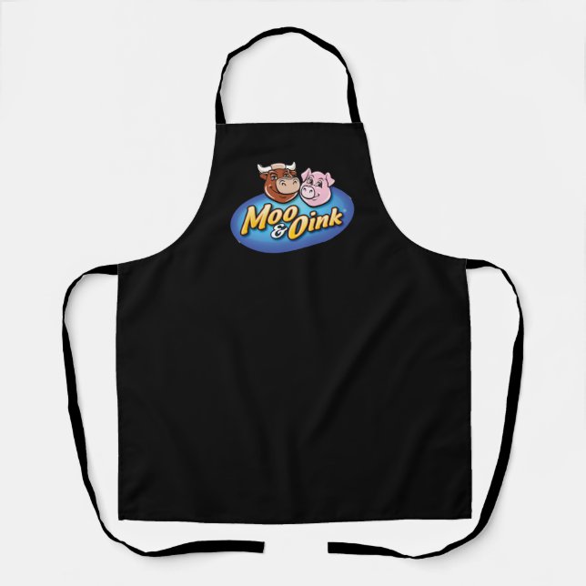 Moo & Oink Black Chef's Apron (Front)