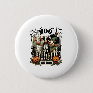 Moo or Boo Halloween Cow 6 Cm Round Badge