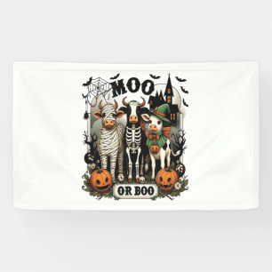 Moo or Boo Halloween Cow Banner