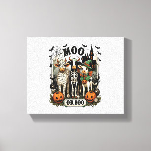 Moo or Boo Halloween Cow Canvas Print