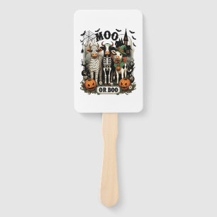 Moo or Boo Halloween Cow Hand Fan