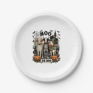 Moo or Boo Halloween Cow Paper Plate