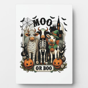 Moo or Boo Halloween Cow Plaque