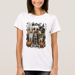 Moo or Boo Halloween Cow T-Shirt