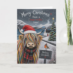 Moo Rific Highland Cow Christmas Card