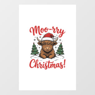 Moo-rry Christmas Highland Cow Vintage Shirt Desig