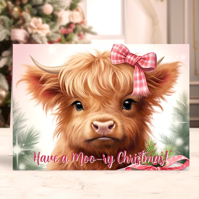 Moo-ry Christmas Highland Cow Holiday Card (Creator Uploaded)