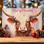 Moo-ry Christmas Watercolor Highland Cow Holiday Card<br><div class="desc">Send cheerful greetings with this charming Moo-ry Christmas card featuring a festive watercolor illustration of a highland cow. The colourful design adds a playful and rustic touch to your holiday celebrations, perfect for animal lovers or those who appreciate unique and whimsical Christmas cards. This card is sure to bring smiles...</div>
