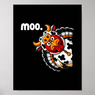 Moo Turkey Cow Costume Fall Thanksgiving Men Women Poster