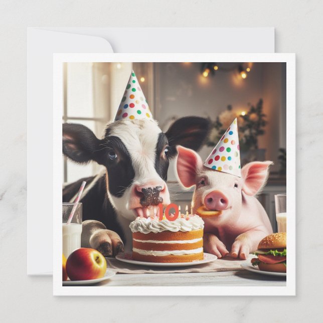 Moo - ve over! Cow birthday, farm birthday invite (Front)