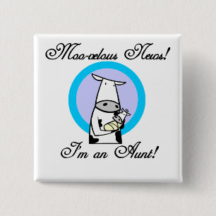 Moo-velous New Aunt Tshirts and Gifts 15 Cm Square Badge