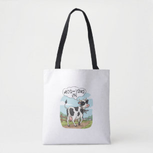 "Moo-ving On" Cow - Funny & Stylish Farm Humor! Tote Bag