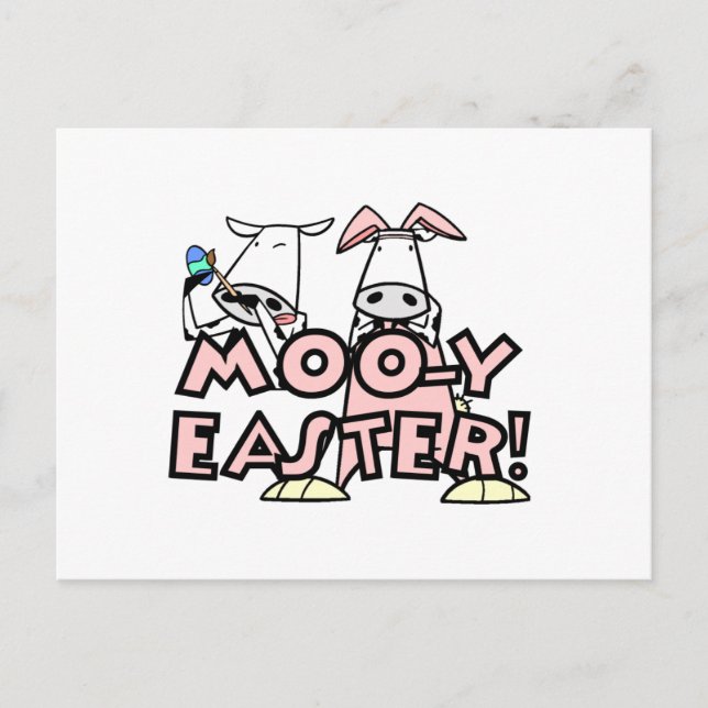 Moo-y Easter T-shirts and Gifts Holiday Postcard (Front)