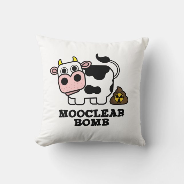 Mooclear Bomb Funny Cow Pun Cushion (Front)