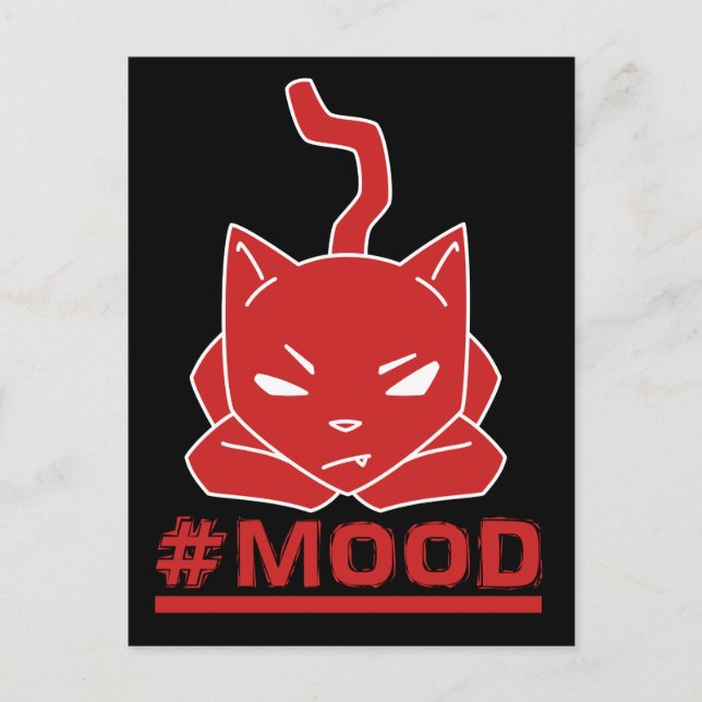 #MOOD Cat Red Logo Illustration Postcard (Front)