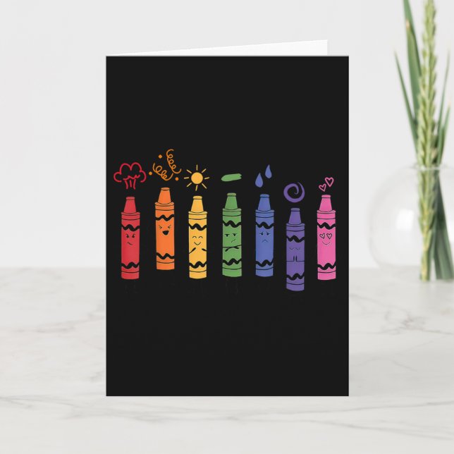 Mood Color Crayons Teacher  Card (Front)
