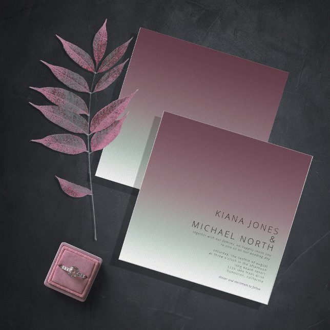 Mood Gradient Wedding Burgundy Mist ID741 Invitation (Creator Uploaded)