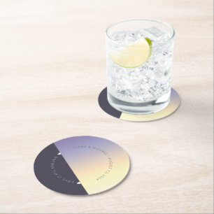 Mood Gradient Wedding Indigo Sunset ID741 Round Paper Coaster