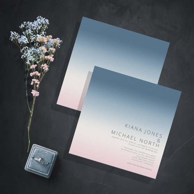 Mood Gradient Wedding Prussian Sky ID741 Invitation (Creator Uploaded)