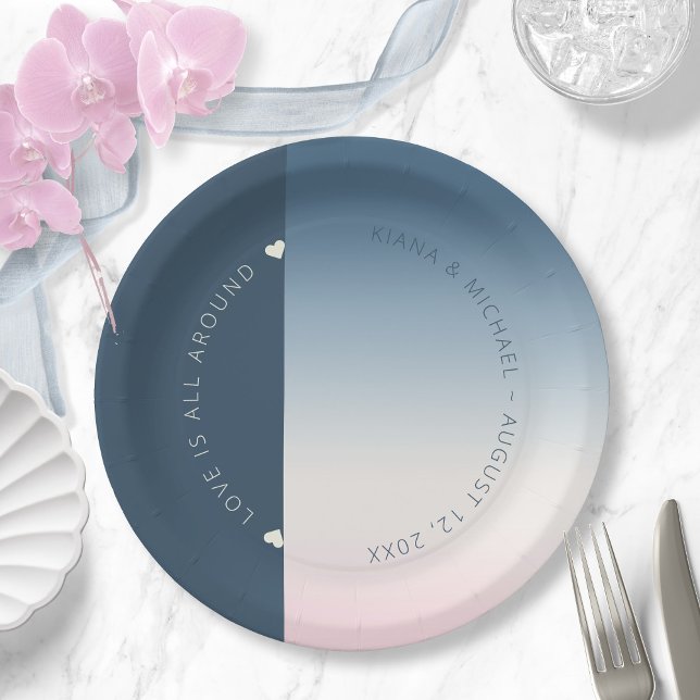 Mood Gradient Wedding Prussian Sky ID741 Paper Plate (Creator Uploaded)