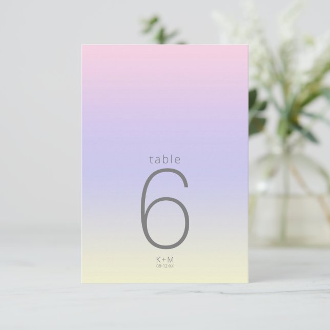 Mood Gradient Wedding Table Pastel Dawn ID741 Invitation (Standing Front)