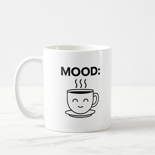 Mood Mugged—Soft Smiley Face Coffee Mug (Left)