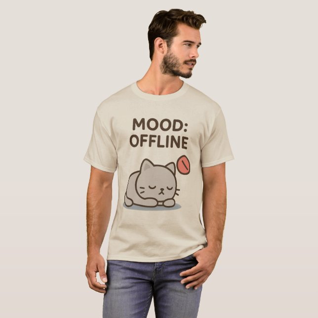 Mood: Offline – Funny Cartoon Offline Design T-Shirt (Front Full)