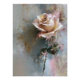 Mood Romantic Pink Rose Oil Painting Fine Art Poster