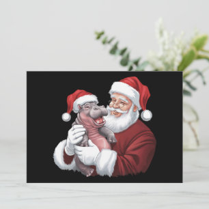 Moodeng Christmas Funny Vintage Santa Claus Holiday Card